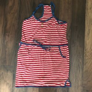 red and white striped swim cover up